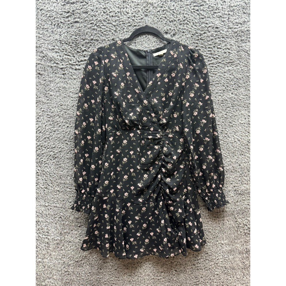 Mable Mboutique Floral V-Neck Long Sleeve Summer Dress Black Womens‎ Size S
